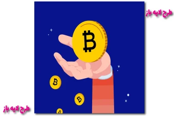 طرح لایه باز از طرح دست و سکه بیت کوین کاملا لایه باز جهت تغییر اندازه و رنگ