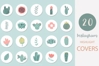 پک خاص آیکون هایلایت اینستاگرام- طرح کاکتوس