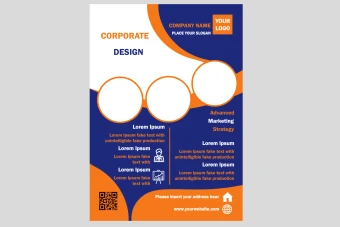 دانلود طرح لایه باز پوستر یا تراکت تبلیغاتی سرمه ای و نارنجی زیبا و متشکل از منحنی ها جهت استفاده در زمینه های تجاری و فروشگاهی و ...