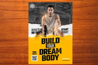 طرح لایه باز تراکت یا فلایر و پوستر تبلیغاتی ورزشی  بخصوص بدنسازی شماره 32