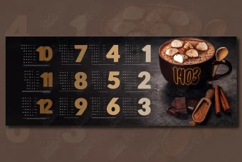 طرح لایه باز تقویم دیواری سال 1403 طرح قهوه و کافی شاپ