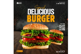 قالب پست آماده برگر و  فست فود