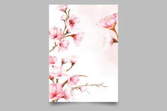 طرح لایه باز کارت پستال با شکوفه های بهاری