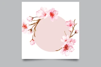 طرح لایه باز کارت پستال با شکوفه های بهاری