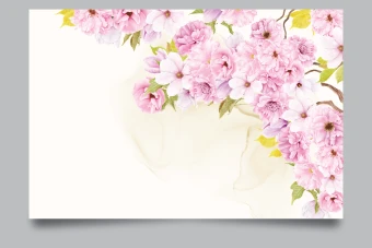 طرح لایه باز کارت پستال با شکوفه های بهاری