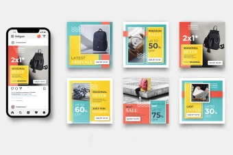 قالب لایه باز پست اینستاگرام برای فروشگاه و شبکه اجتماعی شماره 7