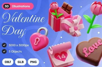 پک آیکون سه بعدی ولنتاین