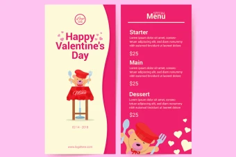 قالب لایه باز منوی رستوران به مناسبت روز عشق سپندارمذگان و ولنتاین  شماره 1