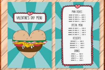 قالب لایه باز منوی رستوران به مناسبت روز عشق سپندارمذگان و ولنتاین  شماره 2