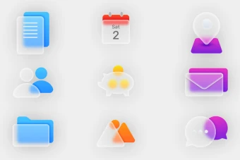 آیکون شیشه ای رنگی برای استفاده در طراحی های جذاب