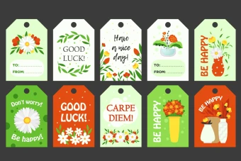 مجموعه 10 عدد از اتیکت های طرح بهاره کد 0012