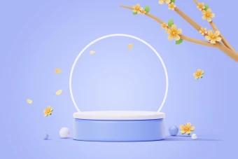 استیج نمایش محصول با موضوع بهار فرمت PSD