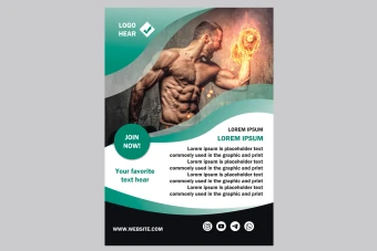 دانلود طرح لایه باز پوستر یا تراکت تبلیغاتی ورزشی سبز و مشکی و سفید زیبا جهت تبلیغ باشگاه ورزشی