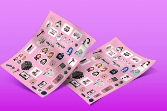 استیکر پک - استیکر - برچسب - لیبل با طرح بلک پینک مناسب چاپ روی لیبل کاغذی براق در سایز A4