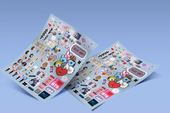 استیکر پک - استیکر - برچسب - لیبل با طرح بی تی اس BTS مناسب چاپ روی لیبل کاغذی براق در سایز A4