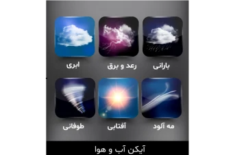 طرح لایه باز و قابل ویرایش آیکن و قالب آب و هوا