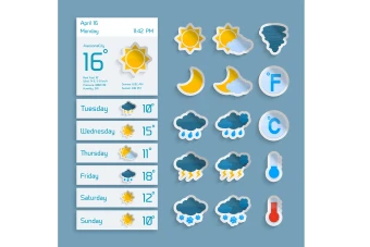 طرح لایه باز و قابل ویرایش ویجت و قالب آب و هوا