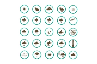 طرح لایه باز و قابل ویرایش نماد و قالب آب و هوا