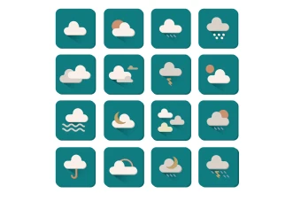 طرح لایه باز و قابل ویرایش آیکن و قالب آب و هوا