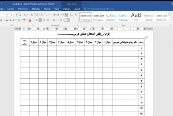 فرم خام ارزیابی یا نمره دهی امتحان عملی هنرجو، دانش آموز یا دانشجو