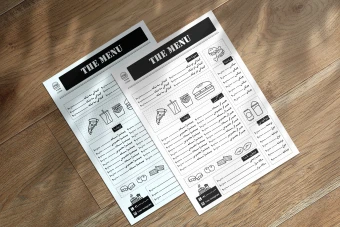 دانلود طرح لایه باز منوی فست فود سیاه و سفید