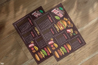 طرح لایه باز منوی فست فودی و رستوران