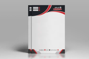 طرح لایه باز سربرگ اداری مدل موج قرمز