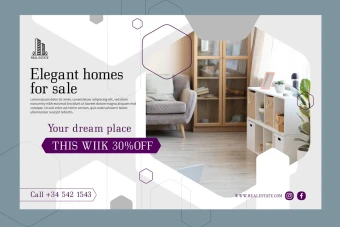 قالب لایه باز بنر افقی یا وب سایت املاک یا دکوراسیون  شماره 4