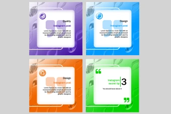 دانلود طرح لایه باز قالب پست اینستاگرام ترتیبی در رنگ های بنفش و سبز و آبی و نارنجی