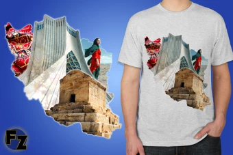 قالب تیشرت با طرح ایران