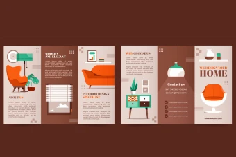 طرح لایه باز بروشور سه لتی دکوراسیون داخلی و لوازم خانگی شماره 38