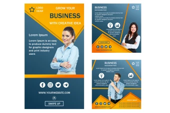 دانلود طرح لایه باز قالب پست و استوری اینستاگرام نارنجی و آبی برای کسب و کار و بیزینس