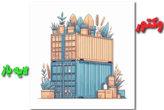 دانلود وکتور لایه باز کانتینر کاکتوس و گیاهان مختلف
