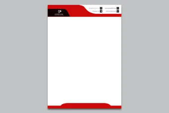 دانلود طرح لایه باز سربرگ اداری، شرکتی و تجاری با تم رنگی قرمز-مشکی