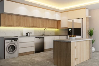 آشپزخانه مدرن دو پله برای اسکچاپ