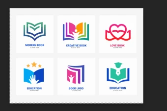 مجموعه6عددی لوگوهای لایه باز با موضوع کتاب