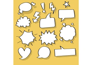 طرح لایه باز  مجموعه کادر و حباب های گفتگو (حباب دیالوگ)