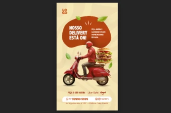 پوستر لایه باز پیک موتوری(ارسال غذا)