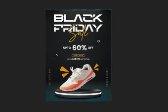 طرح لایه باز استوری تخفیف و فروش بلک فرادی فروشگاه کفش شماره 13