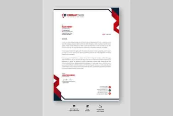 سربرگ شرکت طرح قرمز و سفید و مشکی