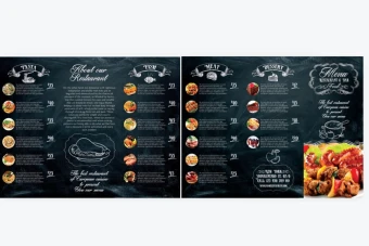 منو حرفه ای رستوران لایه باز دو صفحه ای