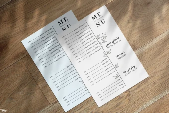 طرح لایه باز منو رستوران مینیمال