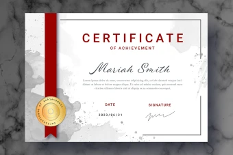 طرح گواهینامه و سرتیفیکت کلاسیک رنگ قرمز با ریبون