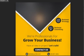 قالب لایه باز پست اینستاگرام زرد و مشکی با موضوع تجارت و بیزینس