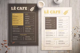 دانلود طرح لایه باز منو کافه