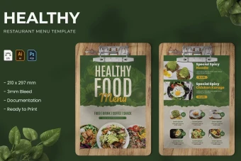 دانلود طرح لایه باز منو رستوران  غذای رژیمی