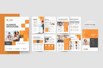 کاتالوگ برای شرکت و کسب و کار نارنجی/8 صفحه بروشور و کاتالوگ رنگ نارنجی پشت رو / دانلود طرح لایه باز کاتالوگ شرکتی رنگ نارنجی/دانلود بروشور پشت رو 8صفحه ای