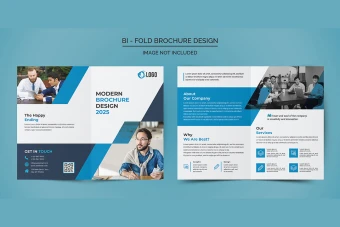 بروشور دو لت برای شرکت، بروشور دو لت رنگ آبی با فرمت فتوشاپ psd