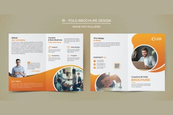 بروشور تبلیغاتی دو رو دو لت شرکتی رنگ نارنجی