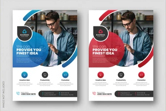 2 قالب تراکت تبلیغاتی ابی و قرمز لایه باز با فرمت فتوشاپ